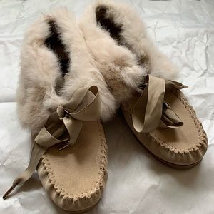 Tory Burch Fur Moccasin Shoes